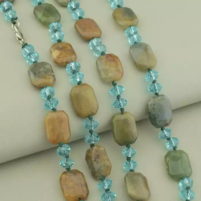 🏷️️ Намисто Яшма, Чеський кришталь 120 см. ss_99768