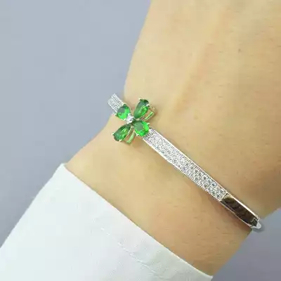 🏷️️ Браслет шарнірний Xuping Фіаніт 17 см (родій) F-74413