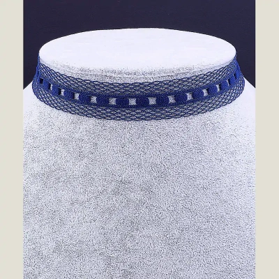 Чокер синій FJ тканина 30 см (застібка карабін)