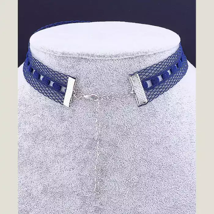 🏷️️ Чокер синій FJ тканина 30 см (застібка карабін) ss_35579