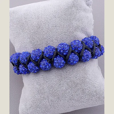 Браслет Шамбала Crystal 17 см (синій, чорний)