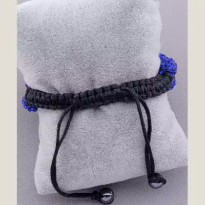 🏷️️ Браслет Шамбала Crystal 17 см (синій, чорний) F-16576