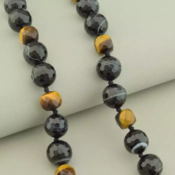 🏷️️ Намисто Агат, Тигрове око 63 см. ss_101632