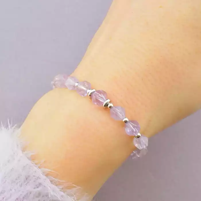 🏷️️ Браслет резинка Аметрін 21 см (срібло 925 проба) ss_77955