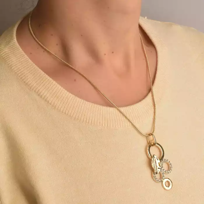 🏷️️ Підвіска + Сережки Фіаніт 45 см. (позолота 14k (лимонна)) ss_95785