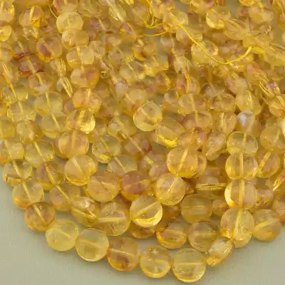 🏷️️ Намистини Цитрін 38 см. на нитці (натуральне каміння, без застібки) F-103372