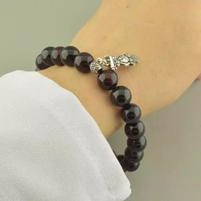 🏷️️ Браслет резинка з турмаліном і сердоліком кулька (21 см, різнокольоровий, на гумці) ss_104730