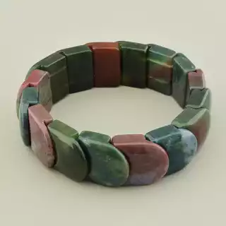 Браслет резинка яшма (19 см, без замку, зелений, коричневий)