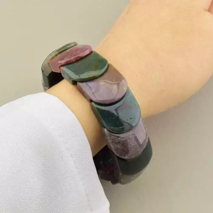 🏷️️ Браслет резинка яшма (19 см, без замку, зелений, коричневий) ss_105031