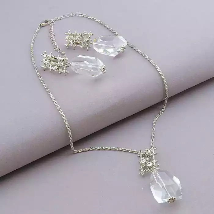 🏷️️ Підвіска+Сережки Гірський кришталь, Сrystal 42 см ss_105444