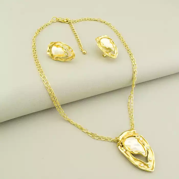 🏷️️ Підвіска+Сережки Фіаніт 40 см Abella (позолота 18к) ss_105544