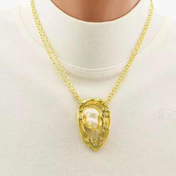 🏷️️ Підвіска+Сережки Фіаніт 40 см Abella (позолота 18к) ss_105544