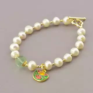 Браслет петля Fashion Перли 20 см. (позолота 18к)