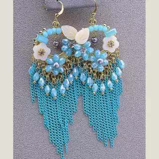 Сережки петля Перламутр, Чеський кришталь