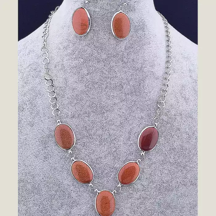 Намисто + Сережки Авантюрин 65 см