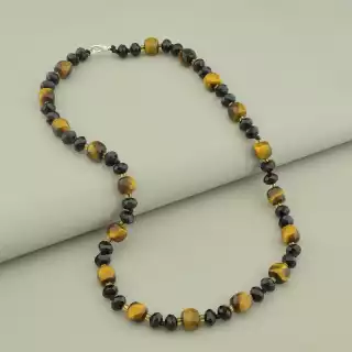 Намисто Тигрове око, Чеський кришталь 49 см.