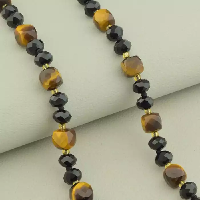 🏷️️ Намисто Тигрове око, Чеський кришталь 49 см. ss_101633