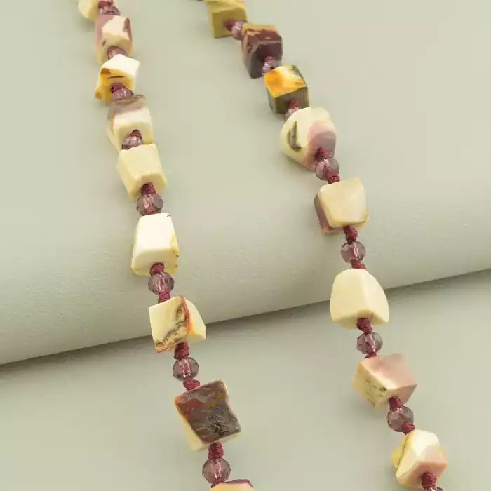 🏷️️ Намисто Яшма, Чеський кришталь 53 см. ss_101733