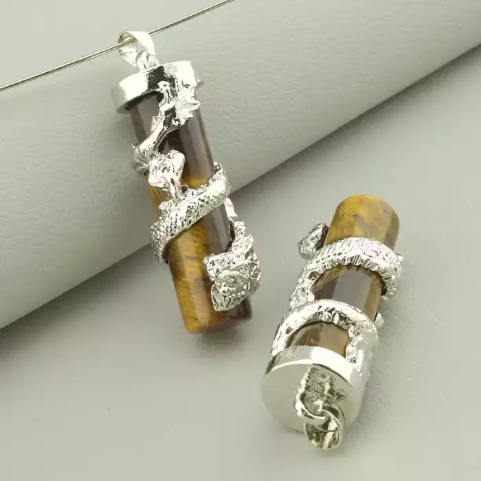 🏷️️ Кулон стальний Тигрове око 38x13мм. ss_94331