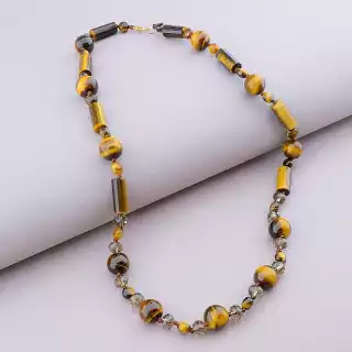 Намисто Тигрове око, Чеський кришталь 55 см.