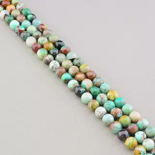 Намистини Туркіз 39 см. 8 мм. на нитці (натуральне каміння, без застібки) в формі кульки