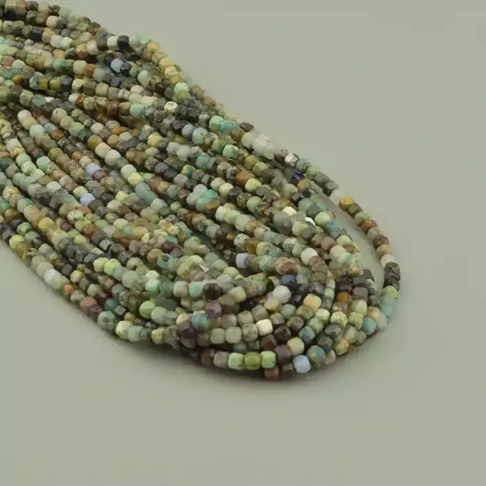 🏷️️ Намистини Хризоколла 39 см. на нитці (натуральне каміння, без застібки) квадратної форми ss_96708