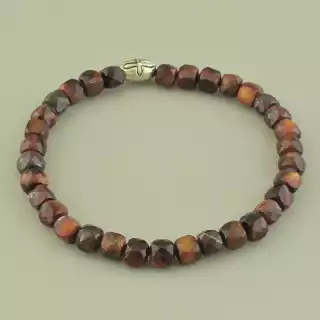 Браслет резинка з бичачим оком (19 см, бордовий, на гумці)