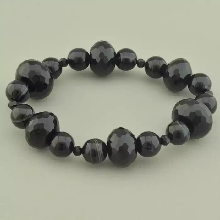 🏷️️ Браслет резинка Агат, Чеський кришталь 18 см. ss_97664