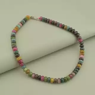 Намисто кварц (39 см, карабін, сталь, різнокольоровий, срібний)