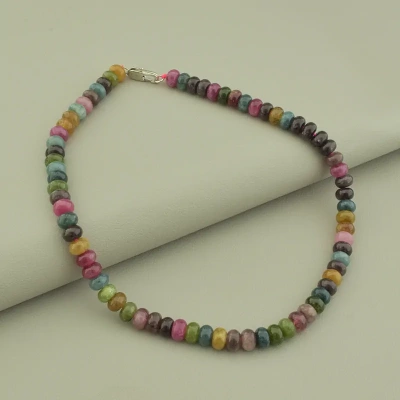 Намисто кварц (39 см, карабін, сталь, різнокольоровий, срібний)