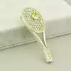 🏷️️ Брошка ракетка фіаніт (55х23 мм, мідний сплав, зелений, жовтий, срібний) F-105240
