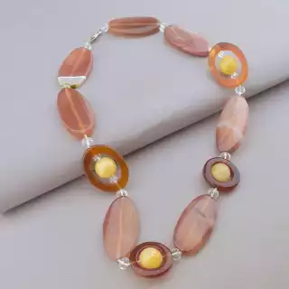 Намисто Агат, Яшма, Чеський кришталь 58 см.