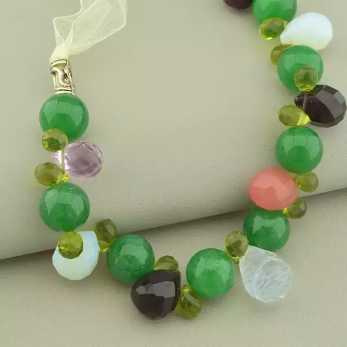 🏷️️ Намисто Агат, Халцедон, Місячний камінь 45 см. ss_99558