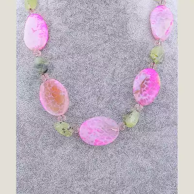 🏷️️ Намисто Агат, Пренит 59 см F-52220