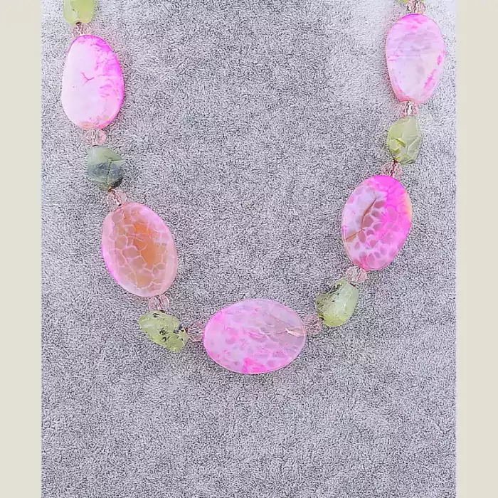 🏷️️ Намисто Агат, Пренит 59 см ss_52220