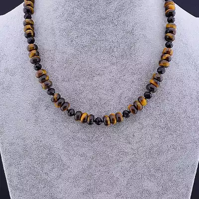 🏷️️ Намисто Тигрове око, Чеський кришталь 49 см F-84662