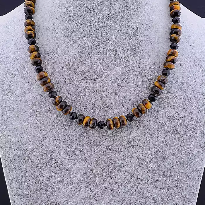 🏷️️ Намисто Тигрове око, Чеський кришталь 49 см ss_84662