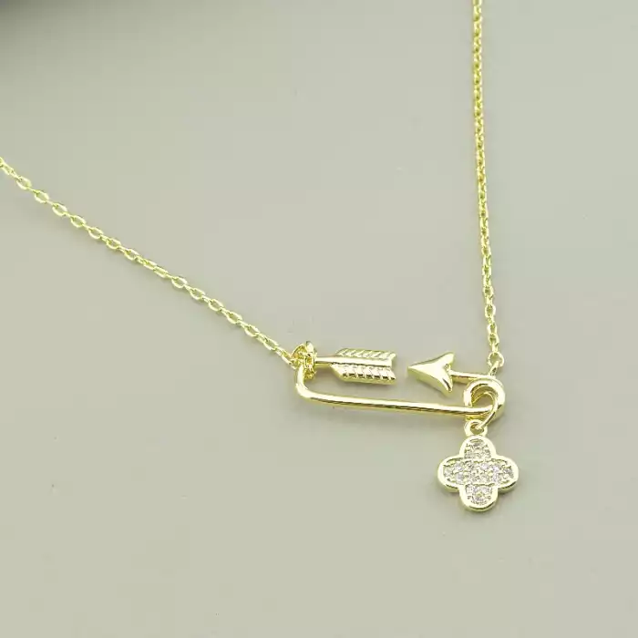 🏷️️ Підвіска чотирилисник булавка Saiya Фіаніт 42 см (позолота 18к лимонна) ss_95551