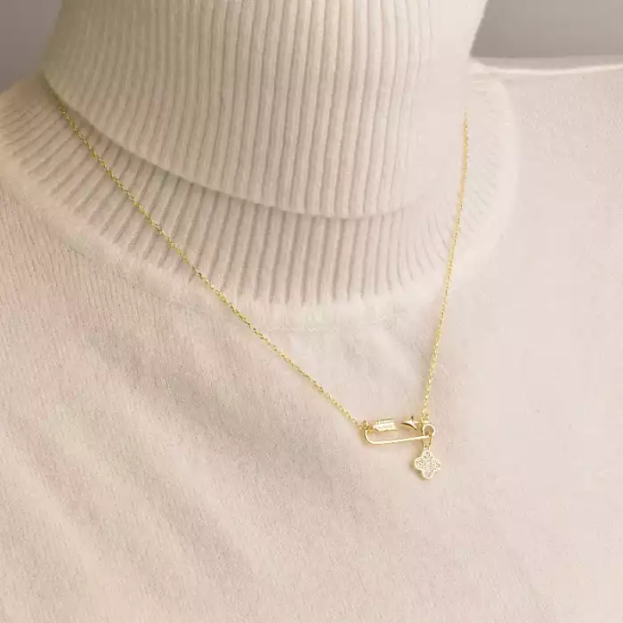 🏷️️ Підвіска чотирилисник булавка Saiya Фіаніт 42 см (позолота 18к лимонна) ss_95551