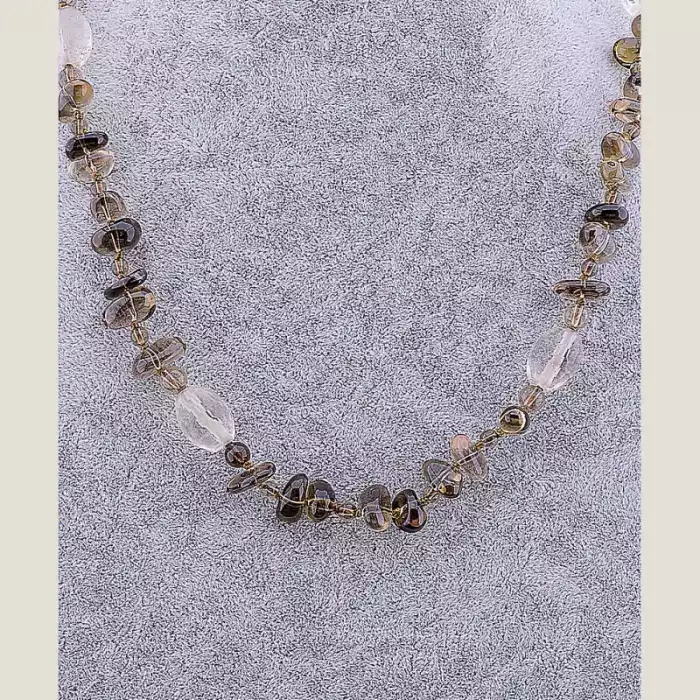 🏷️️ Намисто Раухтопаз, Гірський кришталь 95 см ss_78669