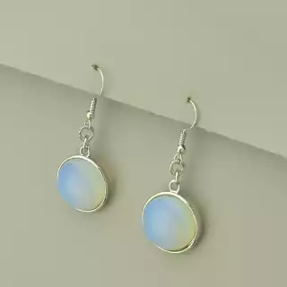 Сережки висюльки петля Місячний камінь 43х18