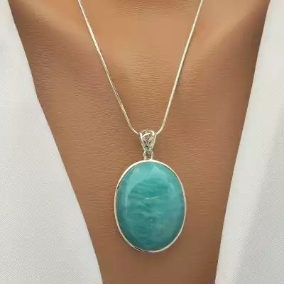 🏷️️ Кулон Амазоніт 37х27мм. (cрібло 925 проба) F-104121