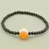 🏷️️ Браслет резинка з агатом (чорний, 18 см, кульки) F-104632