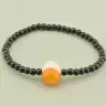 🏷️️ Браслет резинка з агатом (чорний, 18 см, кульки) F-104632
