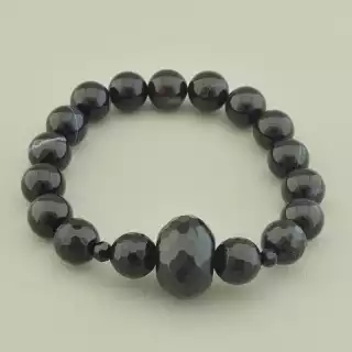 Браслет резинка Агат, Чеський кришталь 17 см.