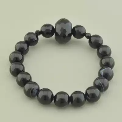 🏷️️ Браслет резинка Агат, Чеський кришталь 17 см. F-97665