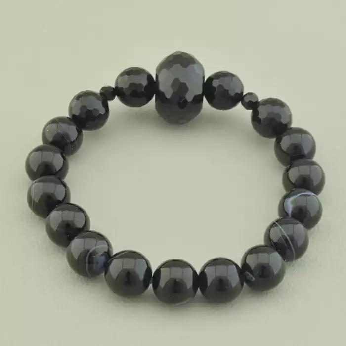 🏷️️ Браслет резинка Агат, Чеський кришталь 17 см. ss_97665