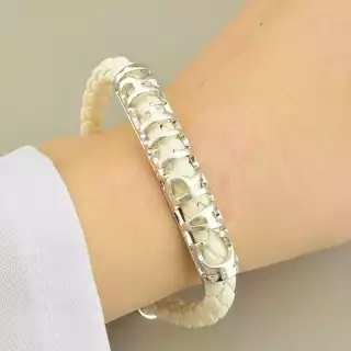 Браслет Fashion (19 см, родій, карабін, білий, срібний, медичний сплав)