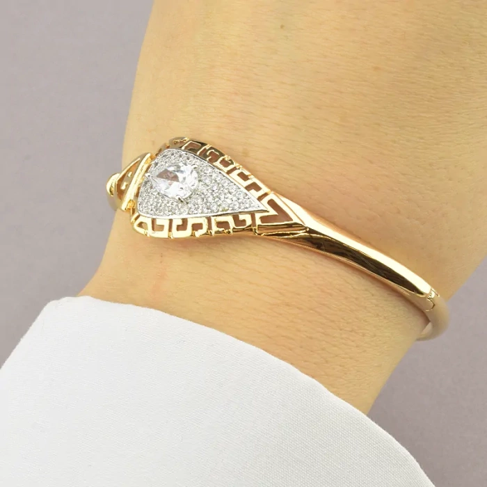 🏷️️ Браслет шарнірний Xuping Фіаніт 17 см (позолота 18к) ss_46293