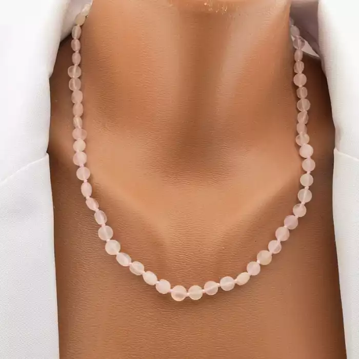 🏷️️ Намисто Рожевий кварц 48 см срібло (925) F-105850